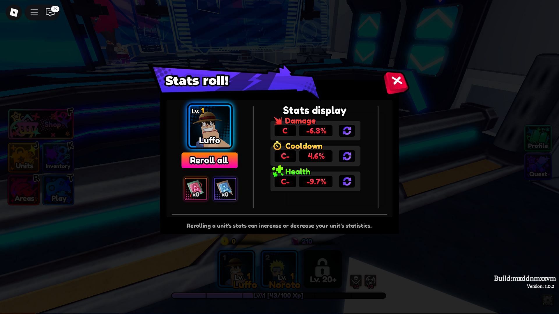 A unit's stats (Image via Roblox)